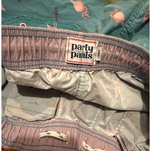 Party Pants Swim Trunks Mens L 5" Flamingo Palm Tree AOP Board Shorts - Picture 3 of 6